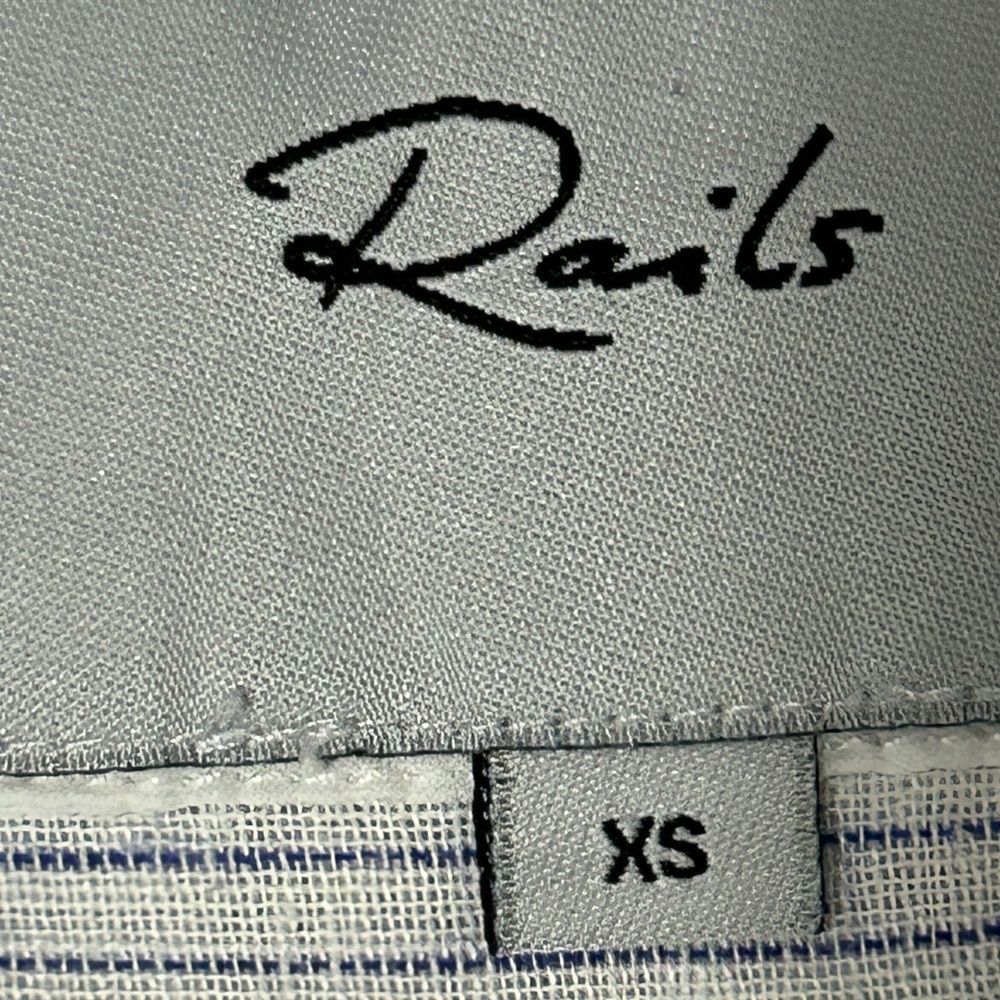 Women's Rails Charlie Mini Palms Royal Blue Stripe Cotton Button Down - XS - Picture 10 of 11
